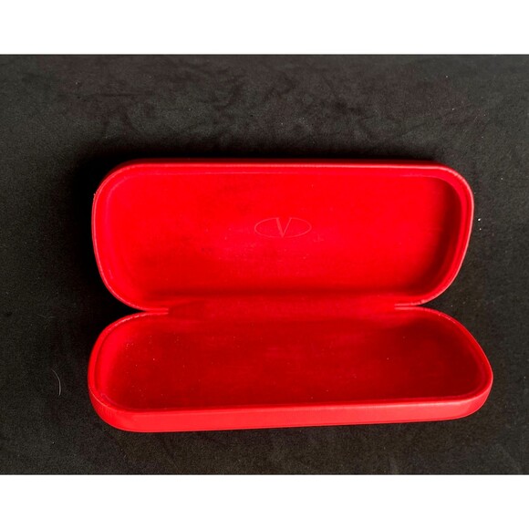 Valentino Cherry Red Eyeglasses Hard Eyeglass Case Leather Clamshell 6\